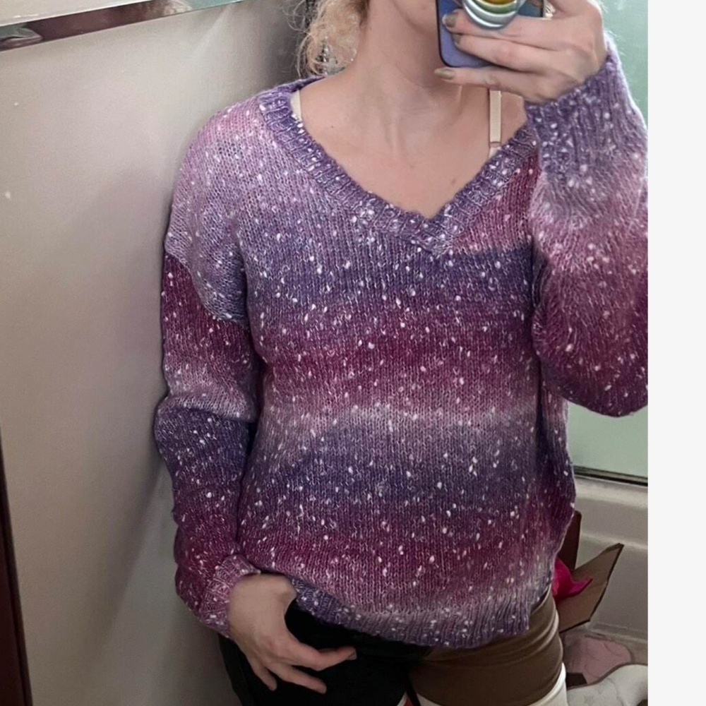 074 Vibrant speckled Confetti V neck Ombre Oversized Sweater
